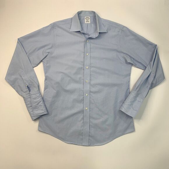 Brooks Brothers Shirt Mens 16 Breeze Blue Regent Dress Non Iron American Supima - Picture 2 of 13